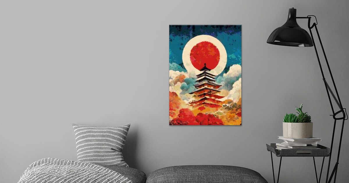 Japanese Red Sun Poster By Evgenuy Merkushov Displate