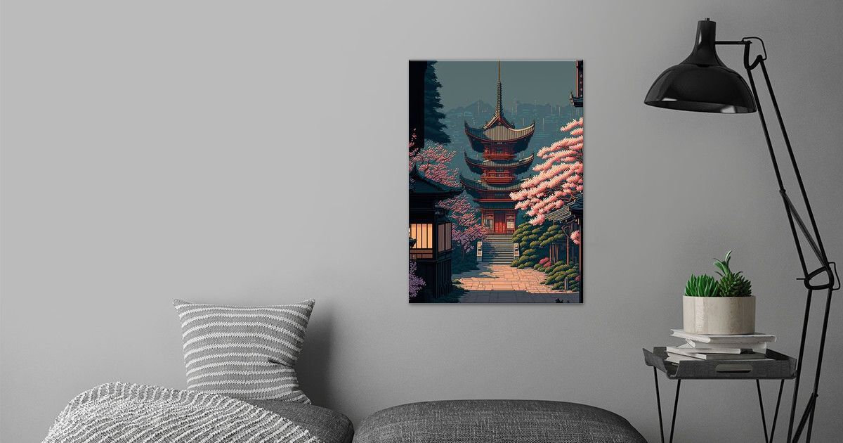 Pixel Art Japanese Shrine Poster By Kyzart Displate