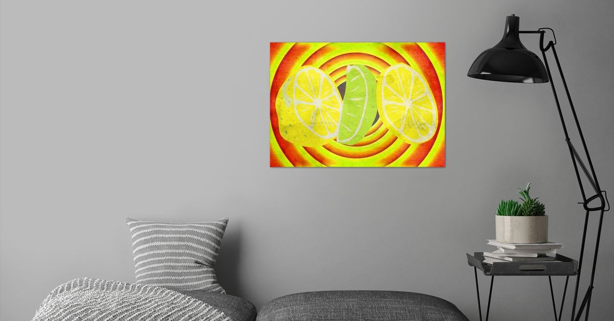 ABAKUHAUS Limoen groen Gordijnen 2 delige Set, Lemon Lime Pop Art, Lichtgewicht voor Woonkamer en Slaapkamer, 150 cm x 245 cm, Geel Lime Green