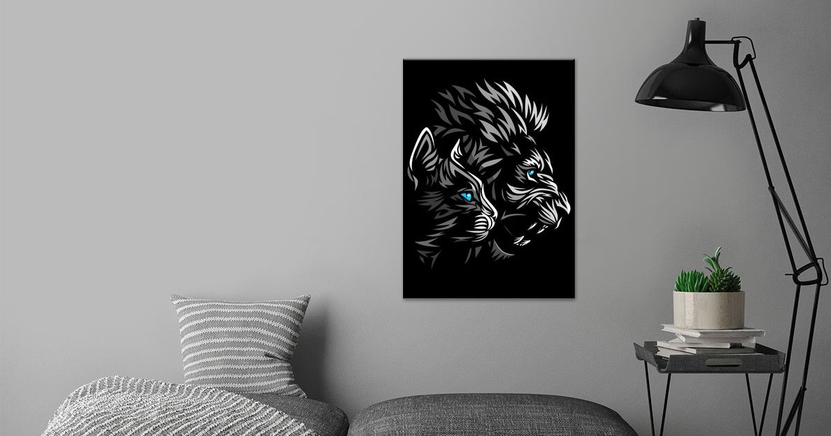 'Tribal shadows Lion Cat' Poster by Alberto Perez | Displate