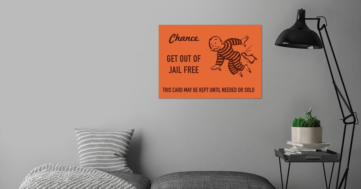 Chance Card Vintage Monopoly Get Out Of Jail Free Poster By Design Turnpike Displate