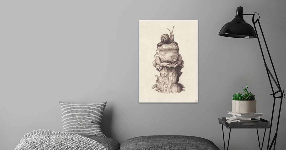 'frog and snail ' Poster by Mike Koubou | Displate