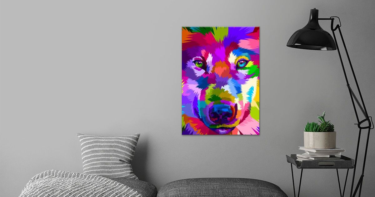 'close up of colorful wolf' Poster by peri priatna | Displate