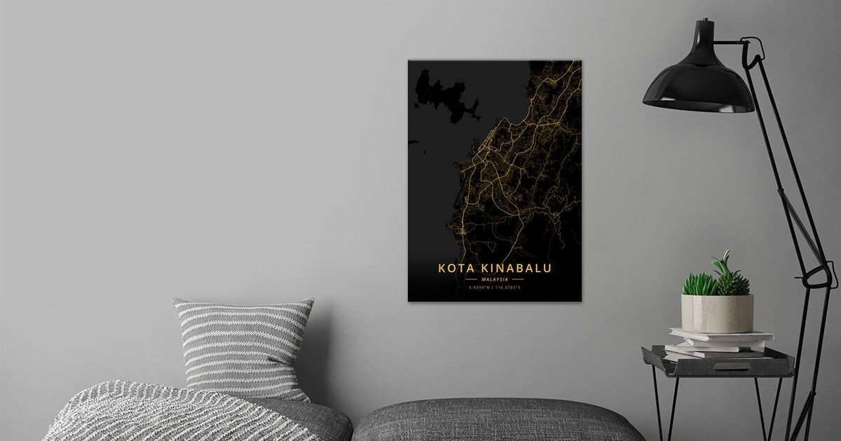 'Kota Kinabalu Malaysia' Poster by Designer Map Art Displate