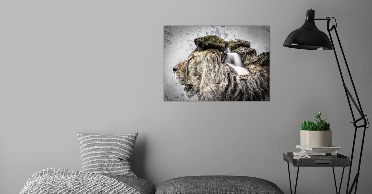 'Waterfall Lion' Poster by Kilo Byte | Displate