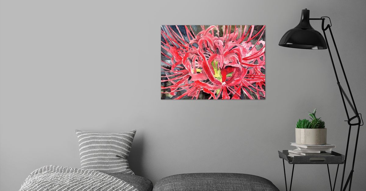 'Red Spider Lily Flower ' Poster by Derek McCrea | Displate