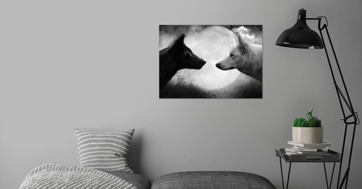 'black wolf vs white wolf' Poster by Fateh Lahlah Displate