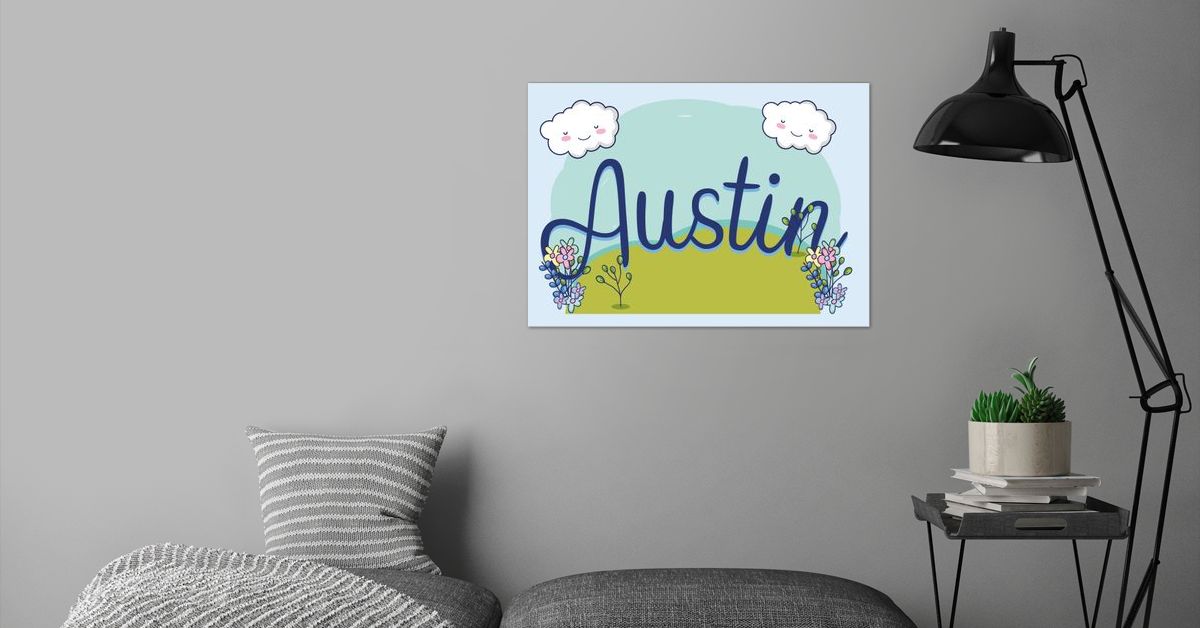 'AUSTIN Baby Name Sign Gift' Poster by Ingo Helmet | Displate