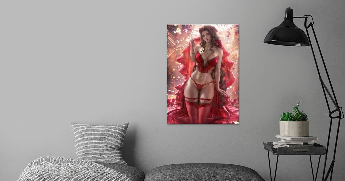 'Aerith Red Gown Lingerie' Poster by SakimiChanArt | Displate