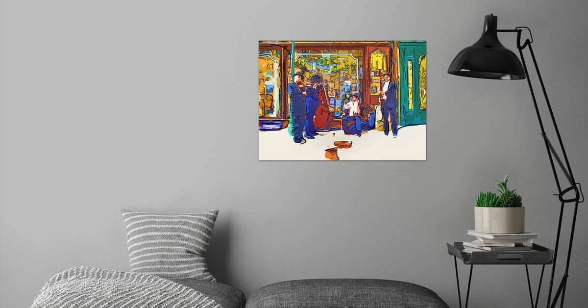 'The Buskers' Poster by Dave Harnetty | Displate