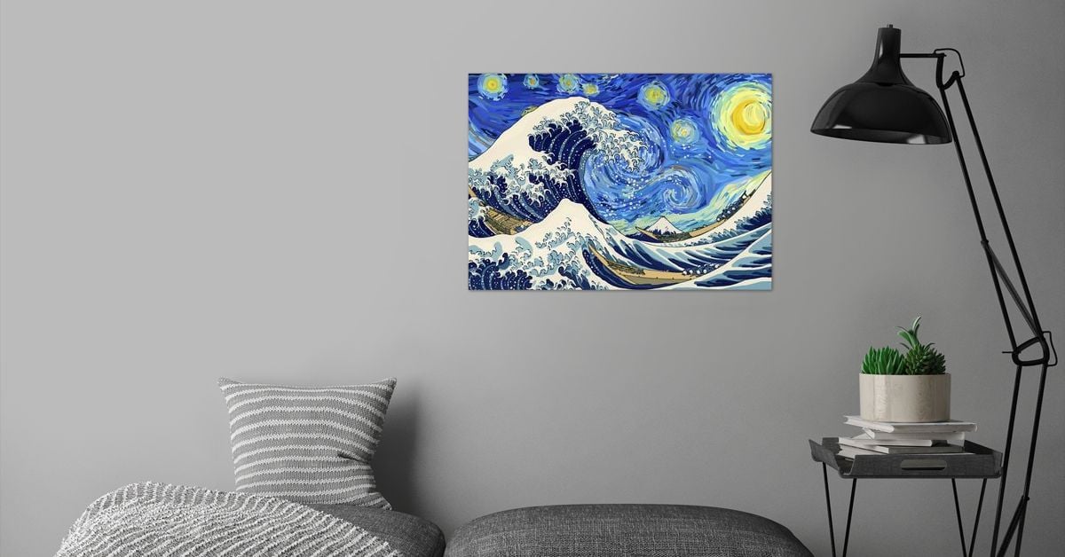 'Great Wave in Starry Night' Poster by Arif | Displate