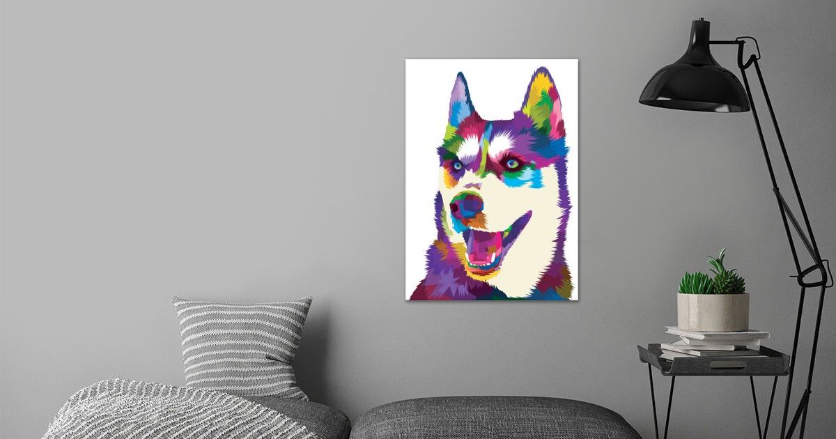 'Husky geometric portrait' Poster by PrintsWithPersonality | Displate