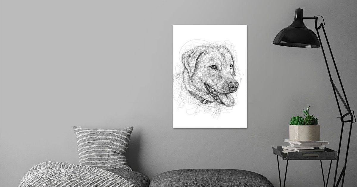 'labrador dog scribble art' Poster by Izmo Scribbles | Displate