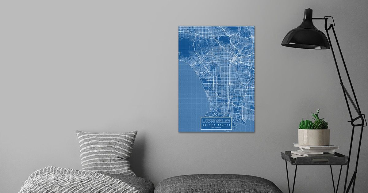 'Los Angeles Map Blueprint' Poster by deMAP Studio Displate
