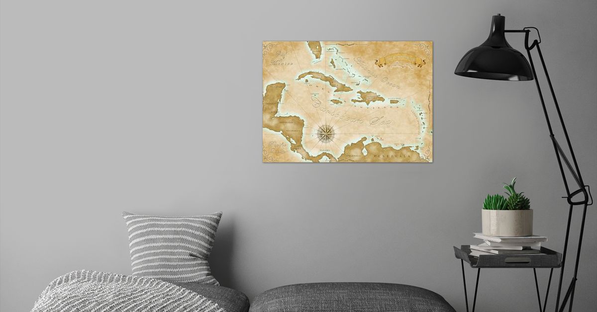 ‘Vintage Caribbean Map’ Poster by Chris MacDonald | Displate