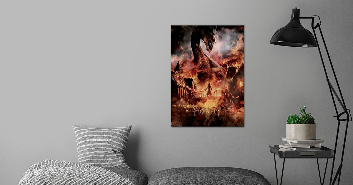 'Lake-Town in flames' Poster by Middle-Earth | Displate