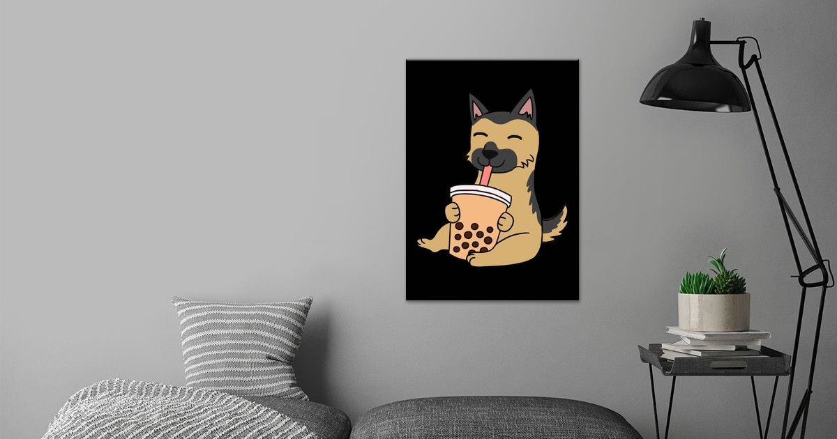 'German Shepherd Boba Tea' Poster by PetPrints Displate
