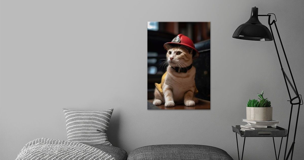 'Fire department Cat' Poster by Mitoka Displate