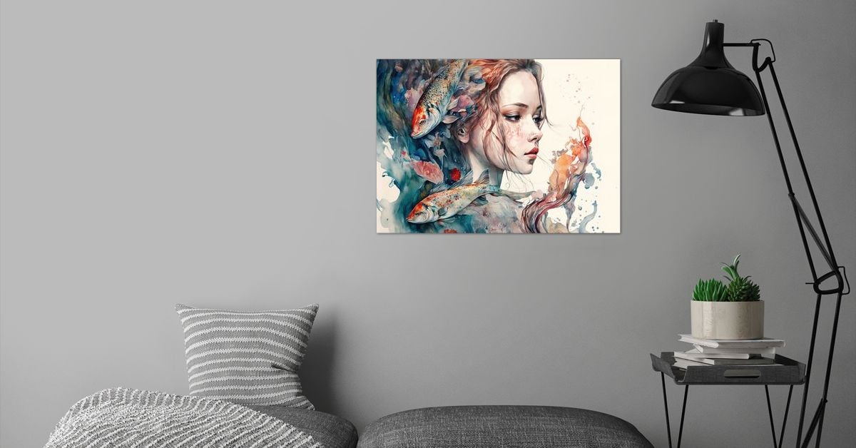 'koi fish girl' Poster by AlycePreston | Displate