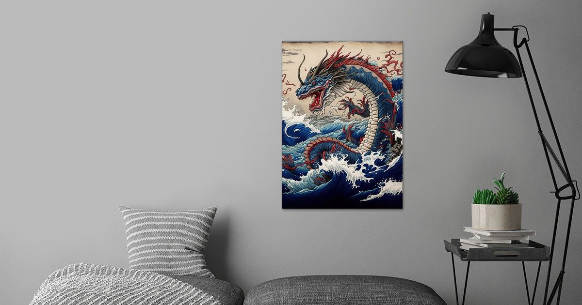 'Dragon Off Kanagawa' Poster by lauren akaety | Displate