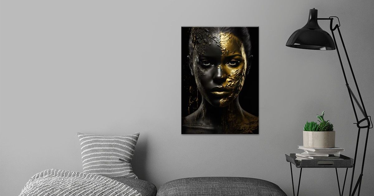 'Afro girl Black Gold skin' Poster by hassen bouchemma | Displate
