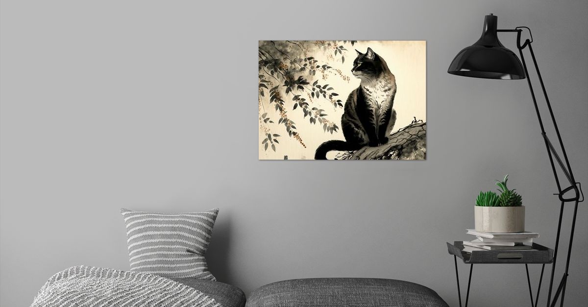 'Black cat japanese' Poster by Rida Santos Displate