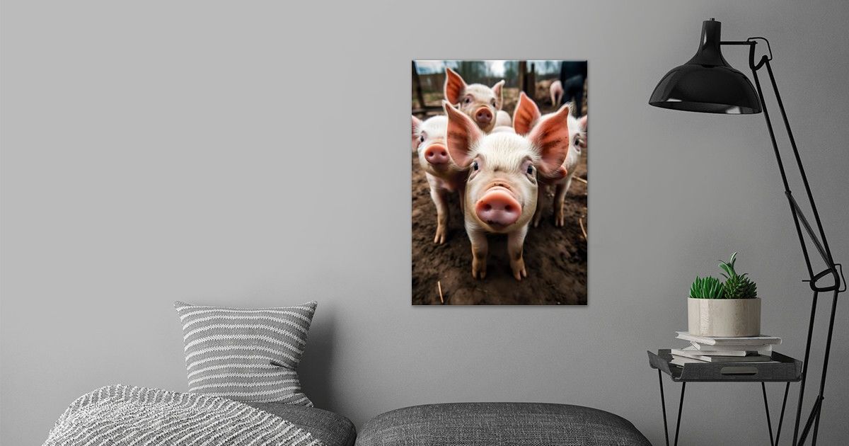 'Pigs Animal Selfie' Poster by David Godbehere | Displate