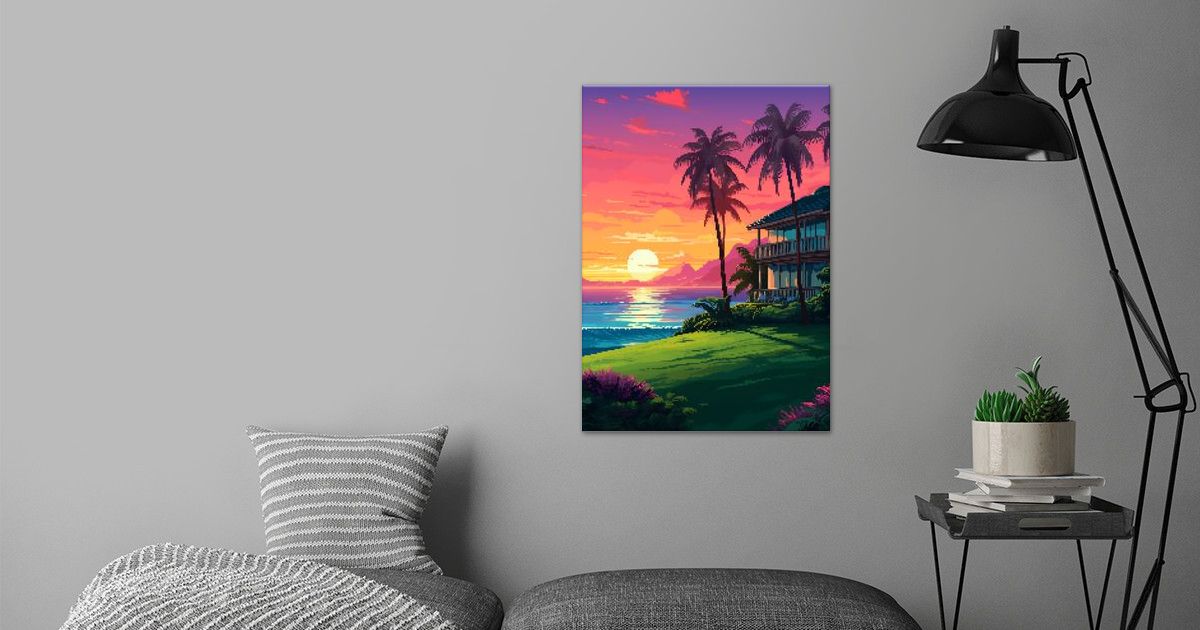 'Sunset Hawaii Pixel Art' Poster by LVTFCO | Displate